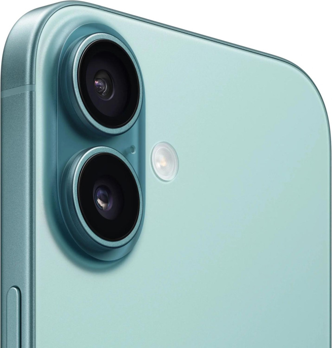 Смартфон Apple iPhone 16 128GB Teal A3287 MYED3HN/A 6.1", 2556×1179, OLED, Apple A18, ОЗУ 8GB, 128GB, 48 Мп + 12 Мп, 460 ppi, GPS, GLONASS, Galileo, QZSS, BeiDou, Bluetooth 5.3, Nano-SIM, eSIM, Li-ion