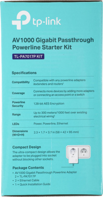 Сетевой адаптер HomePlug AV TP-Link TL-PA7017P KIT AV1000 Gigabit Ethernet упак.:2шт