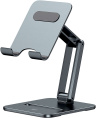 Подставка для планшета Baseus LUSZ000113 Desktop Biaxial Foldable Metal Stand, Grey устройства от 5.4" до 7", регулируемый наклон, материал: алюминиевый сплав, силиконовые накладки