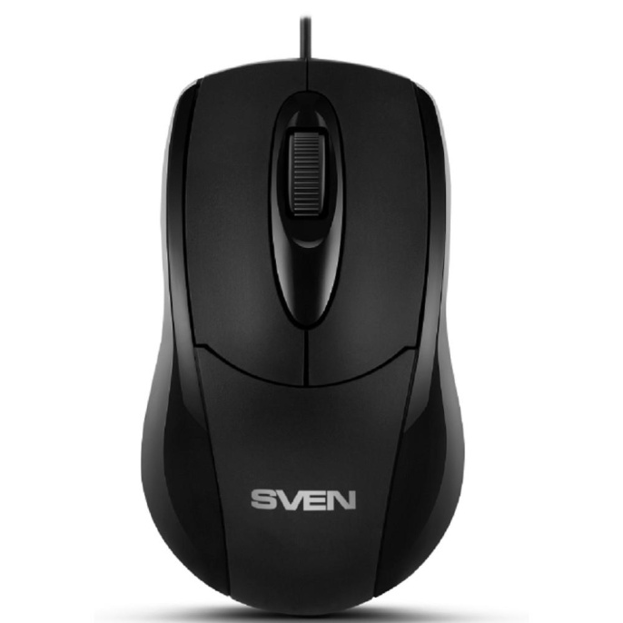 Мышь SVEN RX-110 USB чёрная 2+1кл. 1000DPI, цвет. картон, каб. 1,5м SV-016692