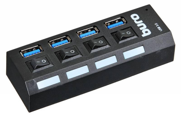 Хаб (разветвитель) Buro BU-HUB4-U3.0-L, черный