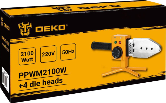 Сварочный аппарат для пластиковых труб DEKO PPWM2100W,  2.1кВт,  до 300°С [063-4247]